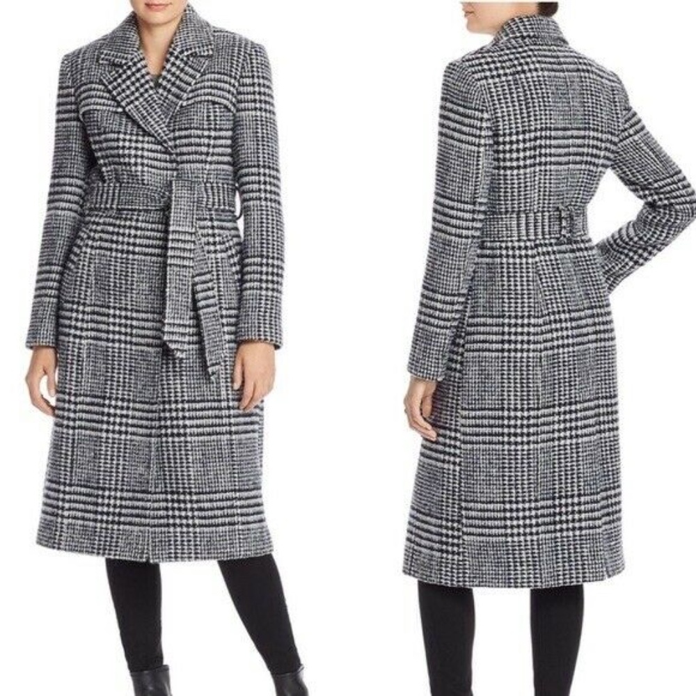 Cole Haan Signature Plaid Wool Blend Trench Coat - Picture 6 of 9